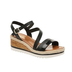 NIB Coach and Four Banno Cork Wedge Sandals in Black - Size 7